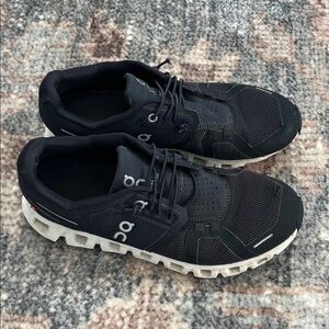 On Cloud 5 Running Womens Black and White Athletic Shoes